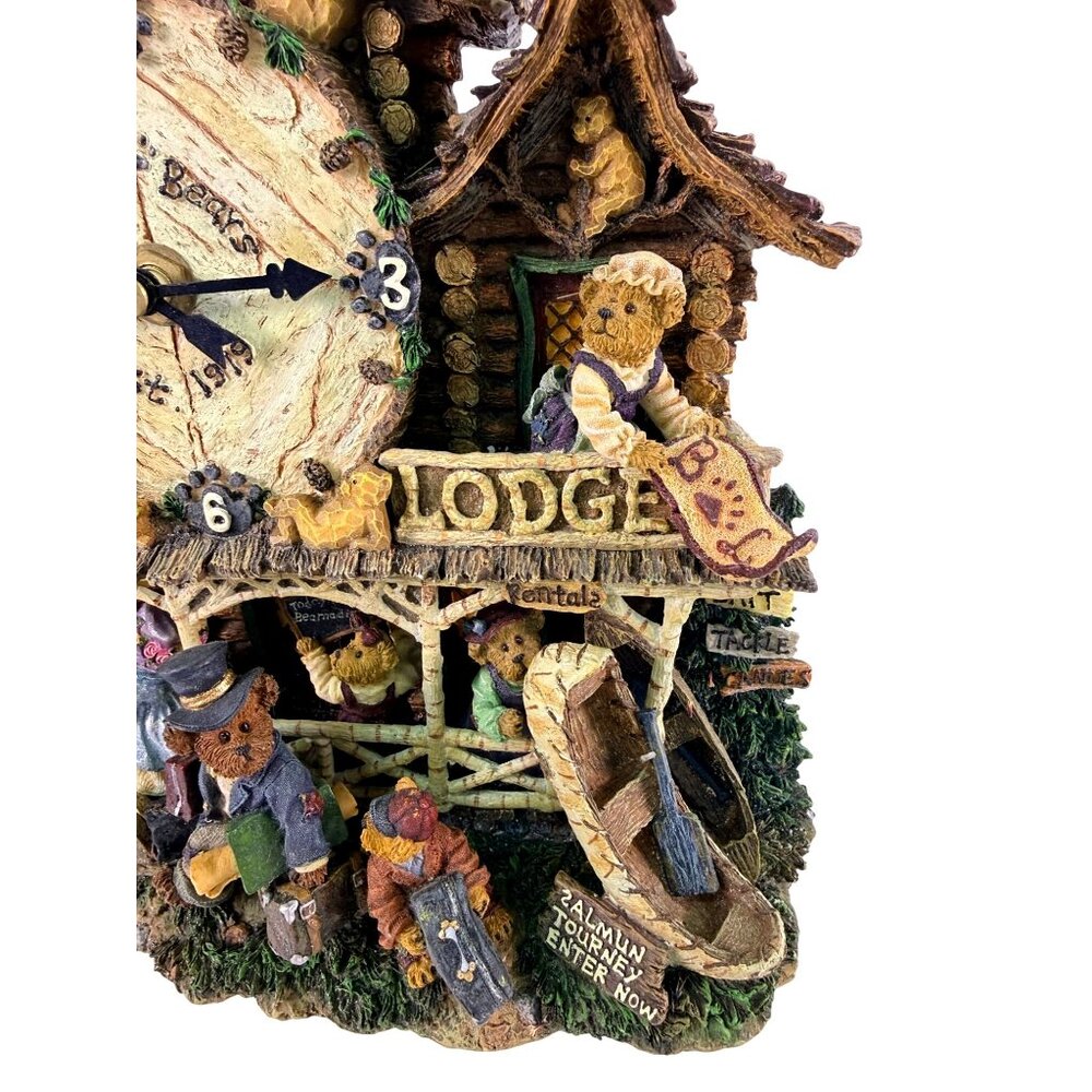 Vintage Boyds Bears Beary Lodge Clock Danbury Mint Resin 1998 Country Cabin - Picture 7 of 9